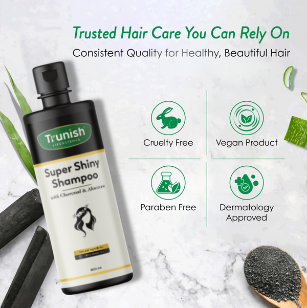Super Shiny Shampoo with Charcoal & Aloevera